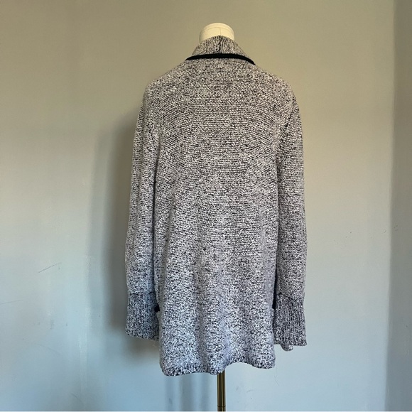Vintage SIDE EFFECTS white/black Oversized Mid Length Nubby Knit Cardigan M/L - Picture 2 of 5